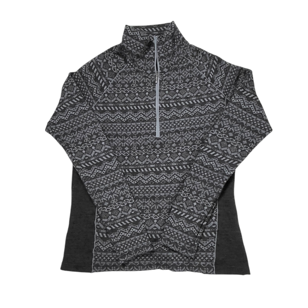 KUHL Pullover Adriana Base Layer Half Zip Wool Blend Gray Jaquard READ